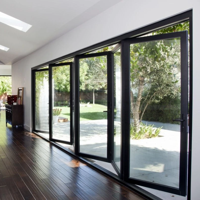 

Folding Door with Modern Design Secure Lock Slim Black Aluminum Frame for Home High-strength Hurricane Resistant Folding Door