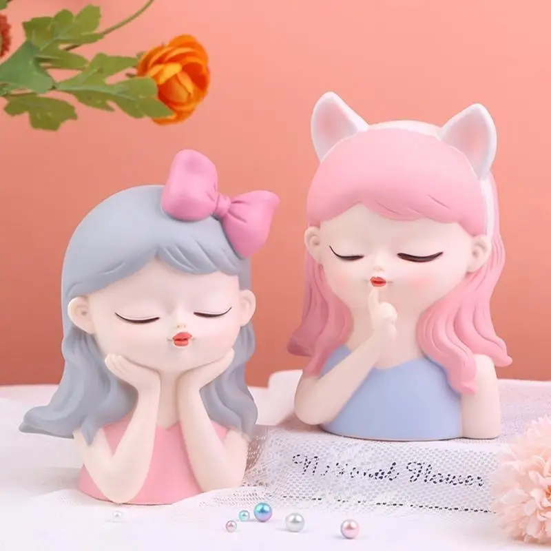 

R1WE Silicone Mold Concrete Flower Pots Girl with Wing Planter Mold Pen Holder Container Mold DIY Pot Tool