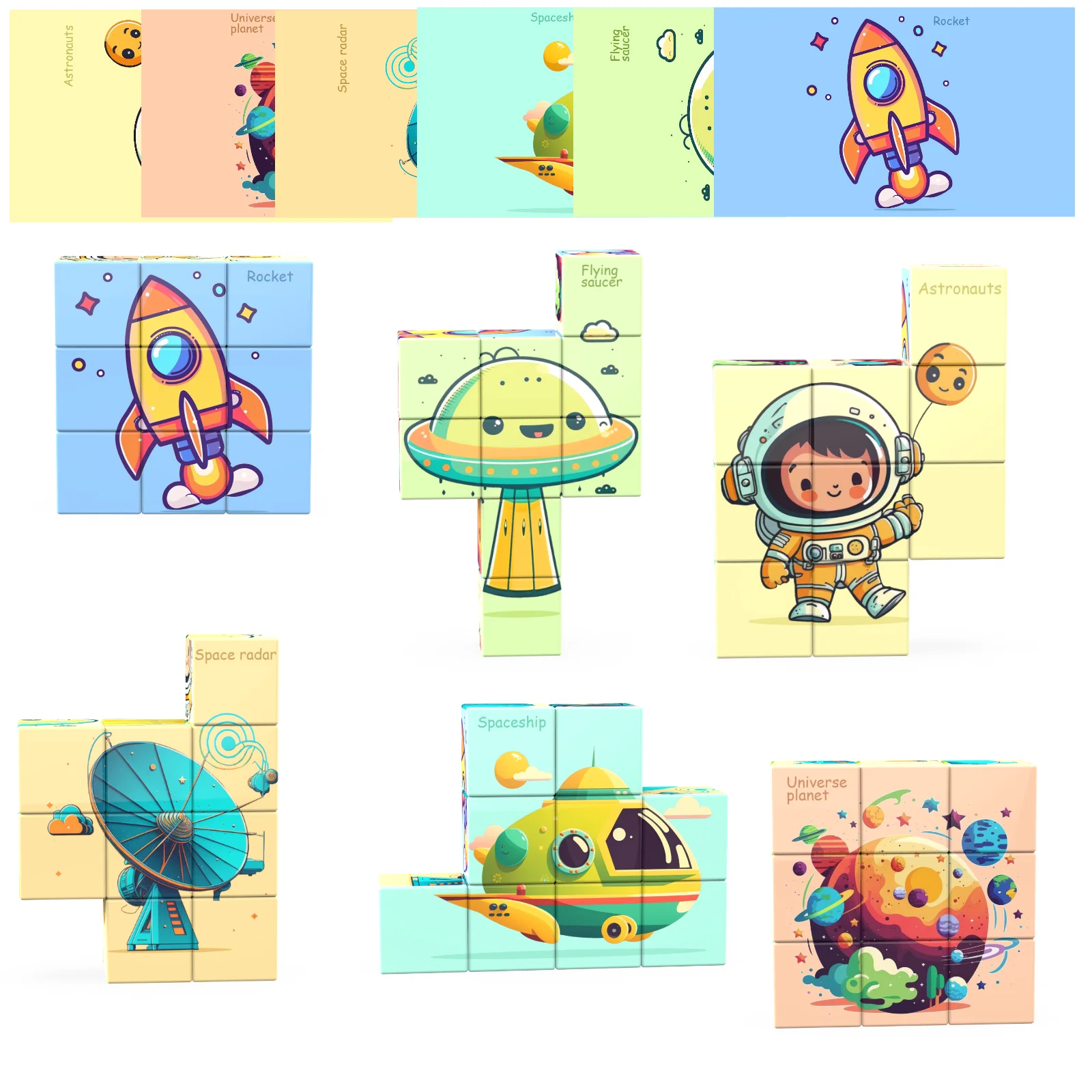

Набор магнитных строительных блоков — детская обучающая игрушка из 9 предметов, подходящая для детей 3–6 лет, головоломка для сортировки и штабелирования на космических тематиках