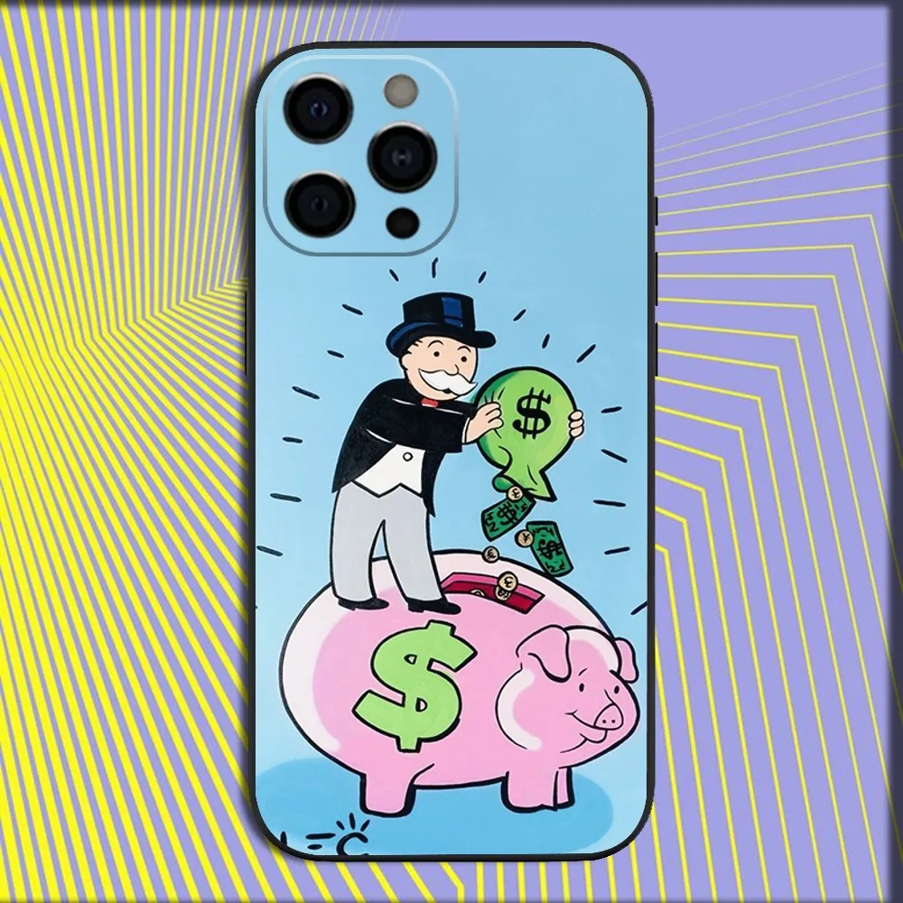 Dollar Alec M-Monopoly Man Phone Case For iPhone 16,15,14,13,12,11,Pro,X,XS,Max,XR,Plus,Mini Soft Black Cover