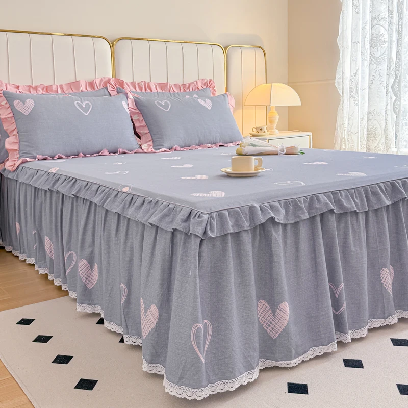pure-cotton-bed-skirt-cover-three-piece-set-princess-style-dustproof-single-piece-anti-slip-bed-sheet-cover-with-skirt