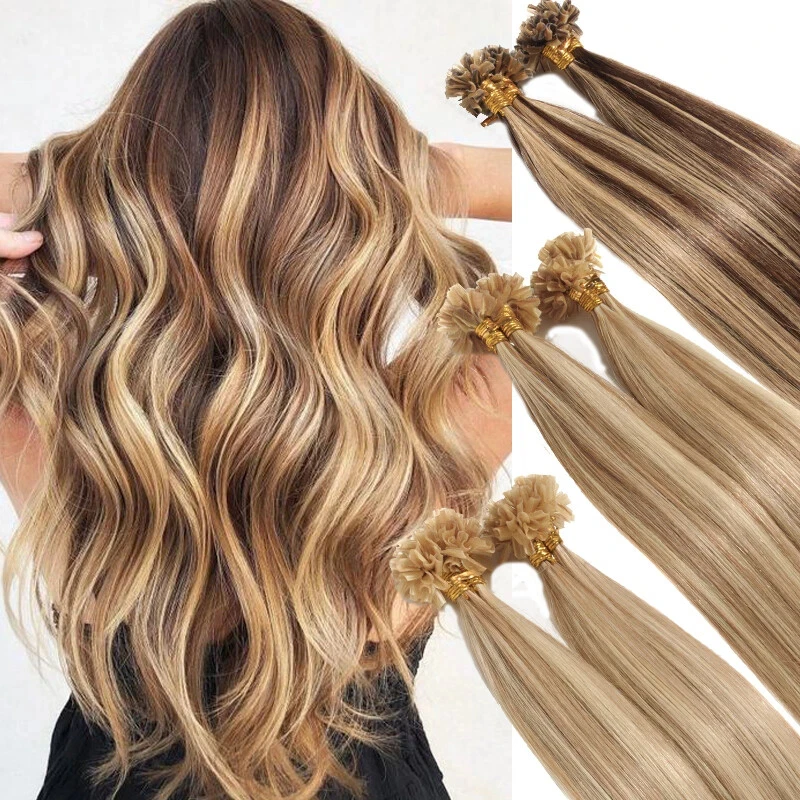 Human Remy Hair U Tip Hair Weft 26inch 100 strands Hair Wig Wholesale Color #613 #18