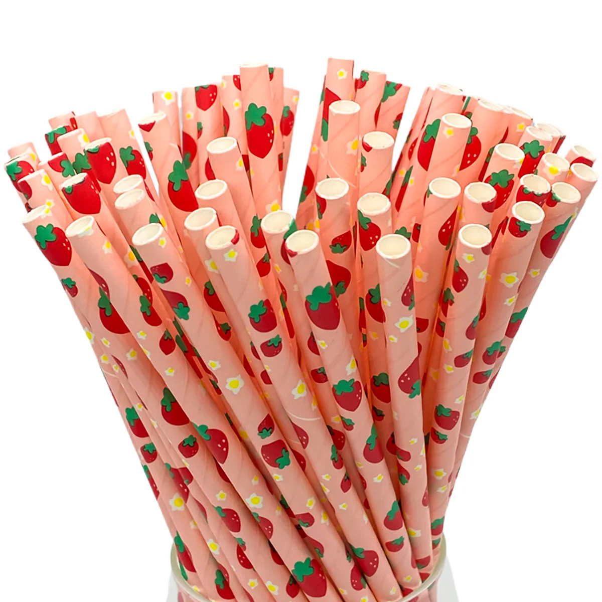 100pcs disposable strawberry straws biodegradable no-soggy bulk 6mm staws for drinks for party supplies cocktails drinkware 6mm