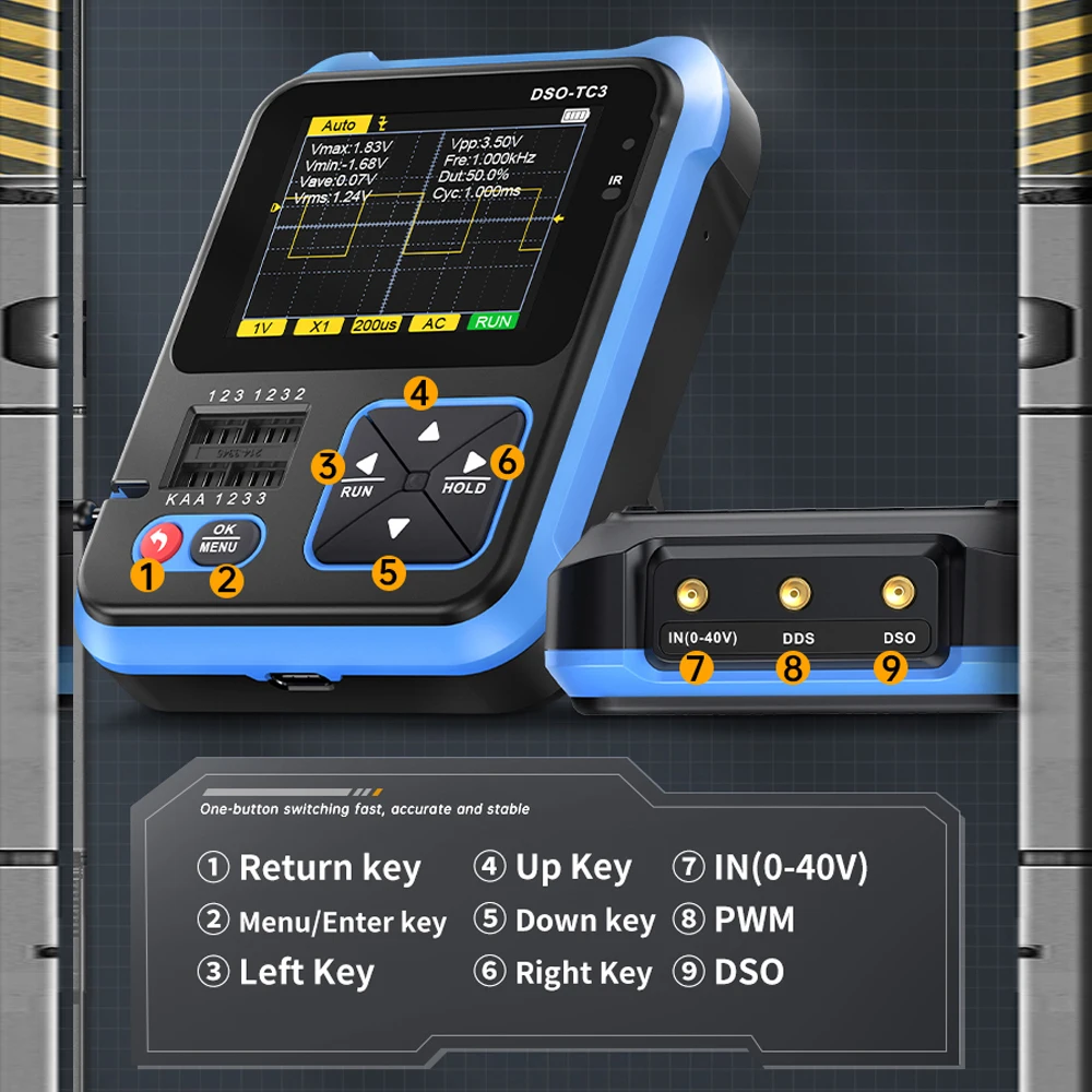 FNIRSI DSO-TC3 الرقمية راسم الذبذبات الترانزستور تستر إشارة مولد 10 عينات عملاقة/ثانية معدل العينة 3in1 متعددة الوظائف إلكترونيات فاحص
