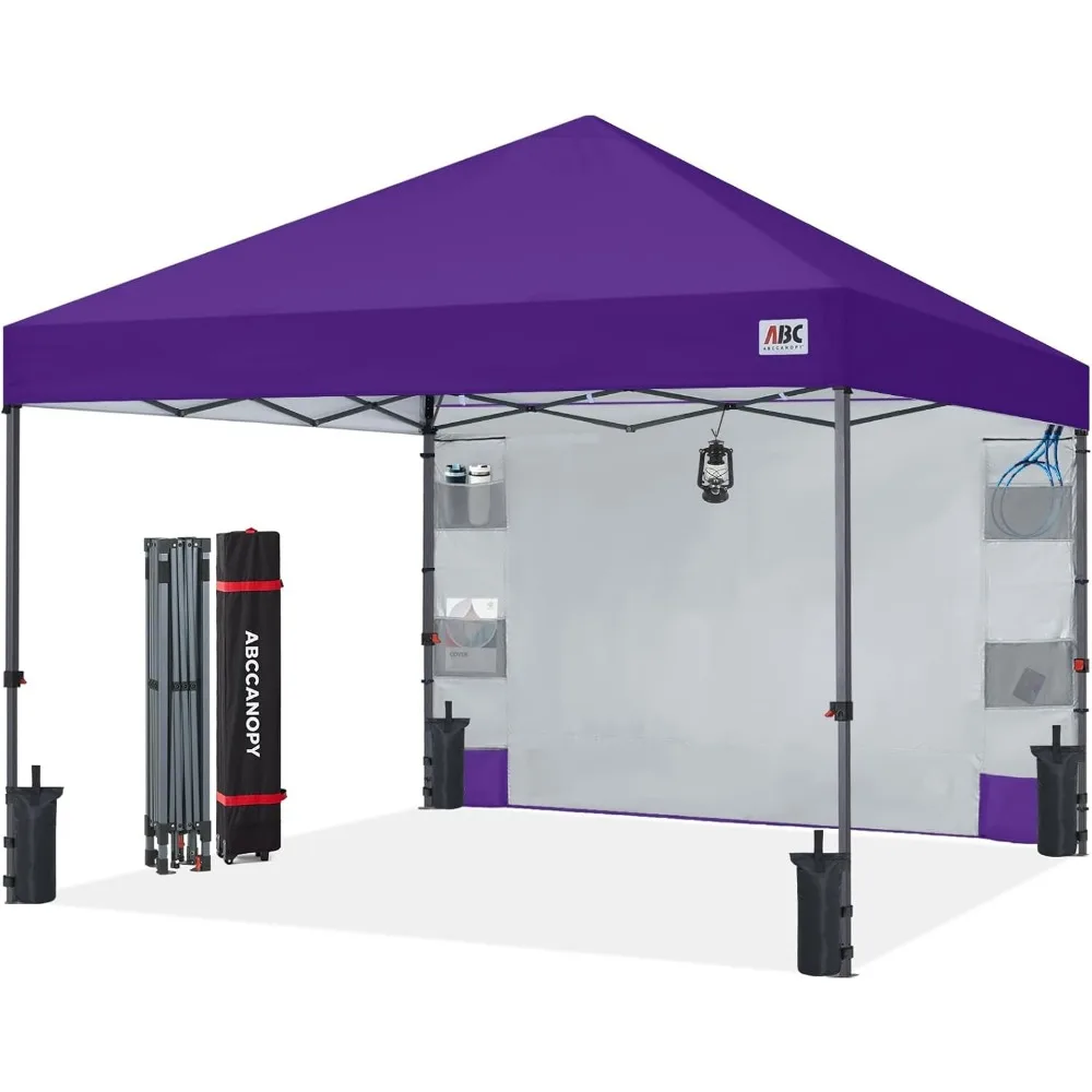 

Pop Up Canopy with Sidewall,10x10 Outdoor Canopy Tent with Storage Sidewall for Commercial Events with 4 Weights (Purple)