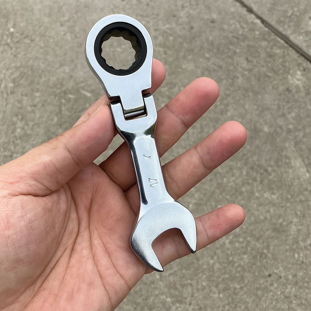 

Для ремонта автомобилей, мини-ключ с храповым механизмом двойного назначения с подвижной головкой, трудосберегающий гаечный ключ с короткой ручкой