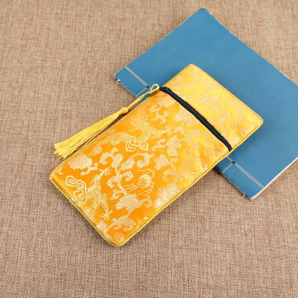 

Tassel Storage Bag Retro Lotus Antique Brocade Dragon Pattern Chinese Style Sachet Scripture Bag Embroidery Bag Jewelry Bag