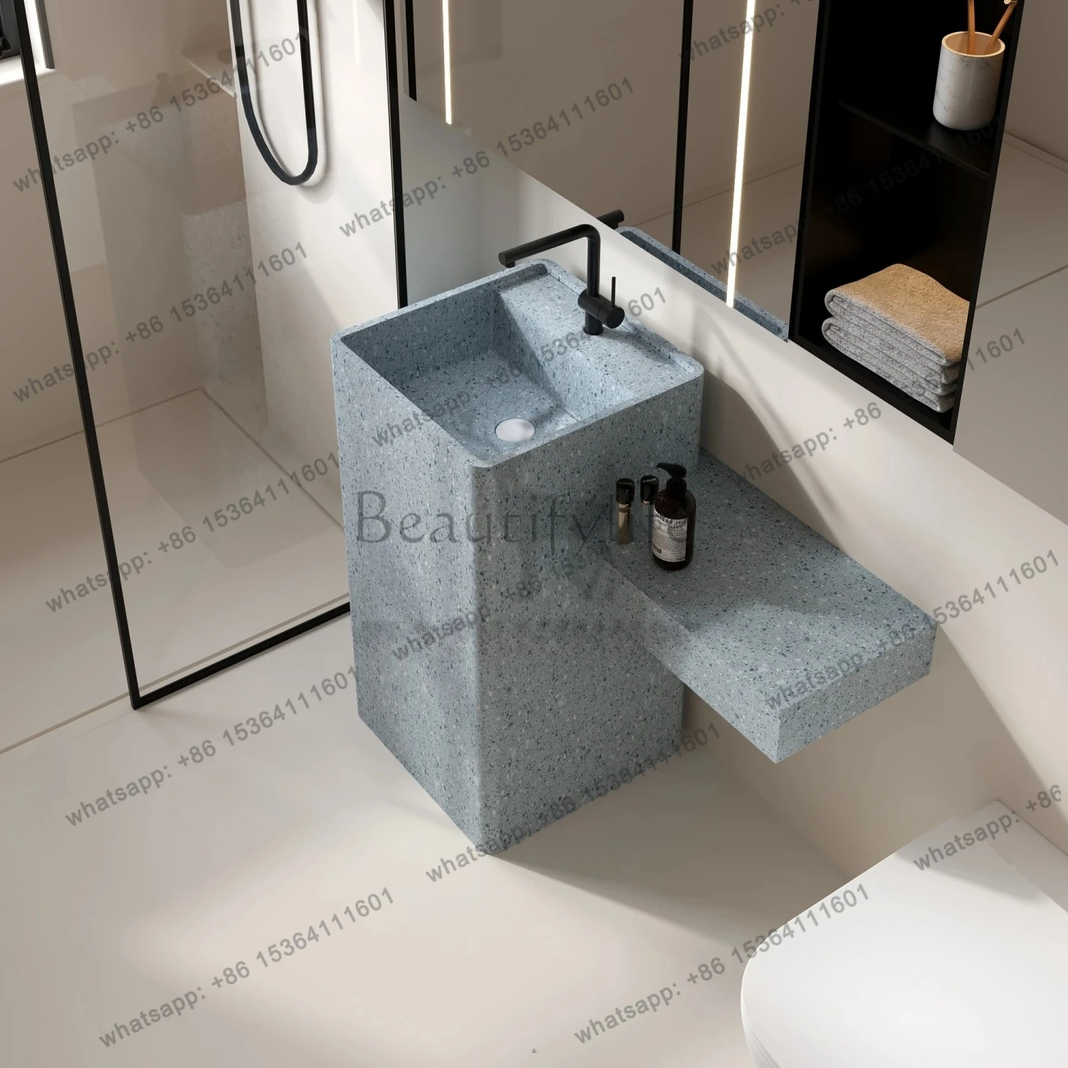 Terrazzo Washbasin Bathroom Cabinet Undercounter Basin, Washbasin Washbasin Outdoor Sink Sink Column Basin