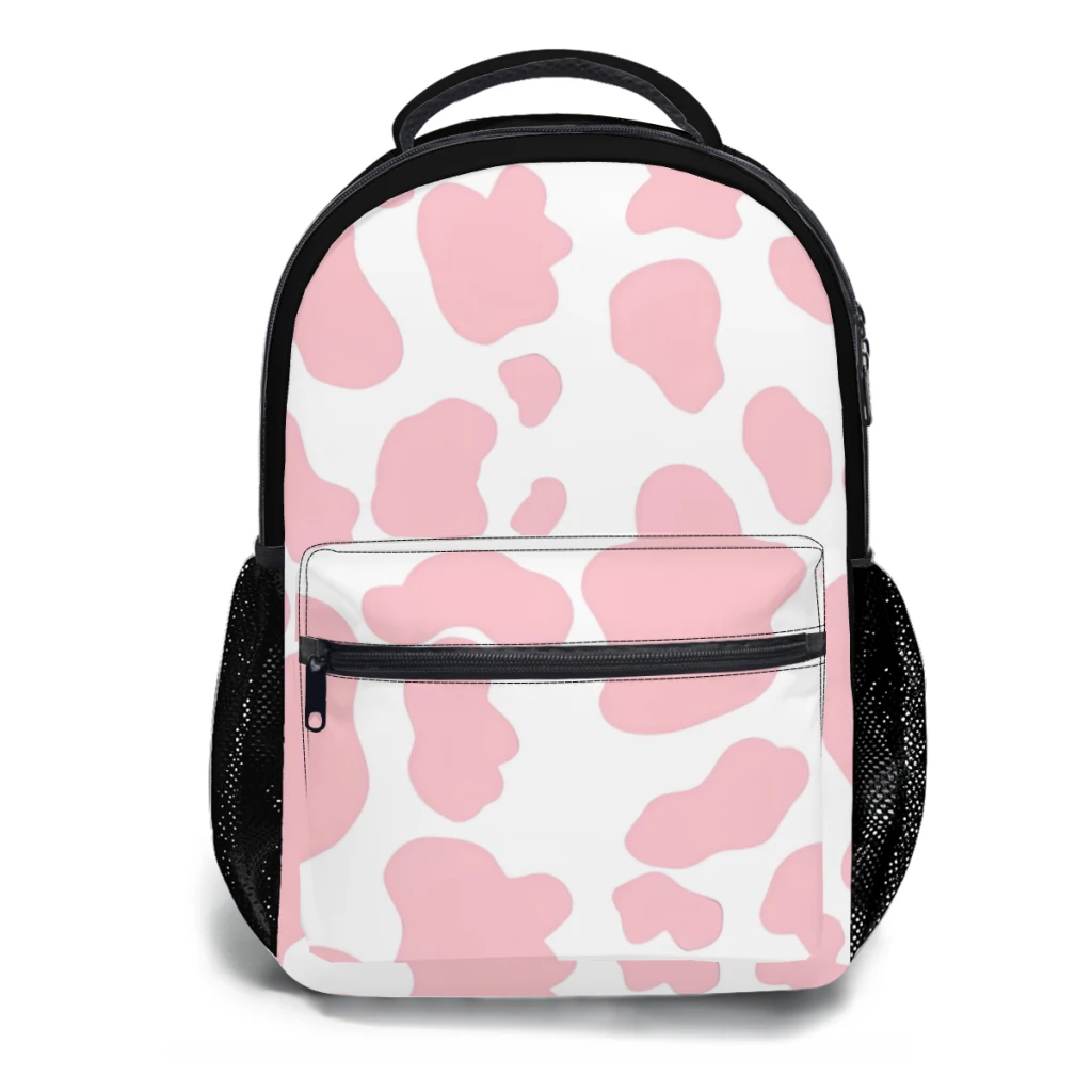 

strawberry cow print Fashion kids High Capacity Waterproof College Backpack Trendy Girls Laptop School Bags 17inch ﻿ ﻿