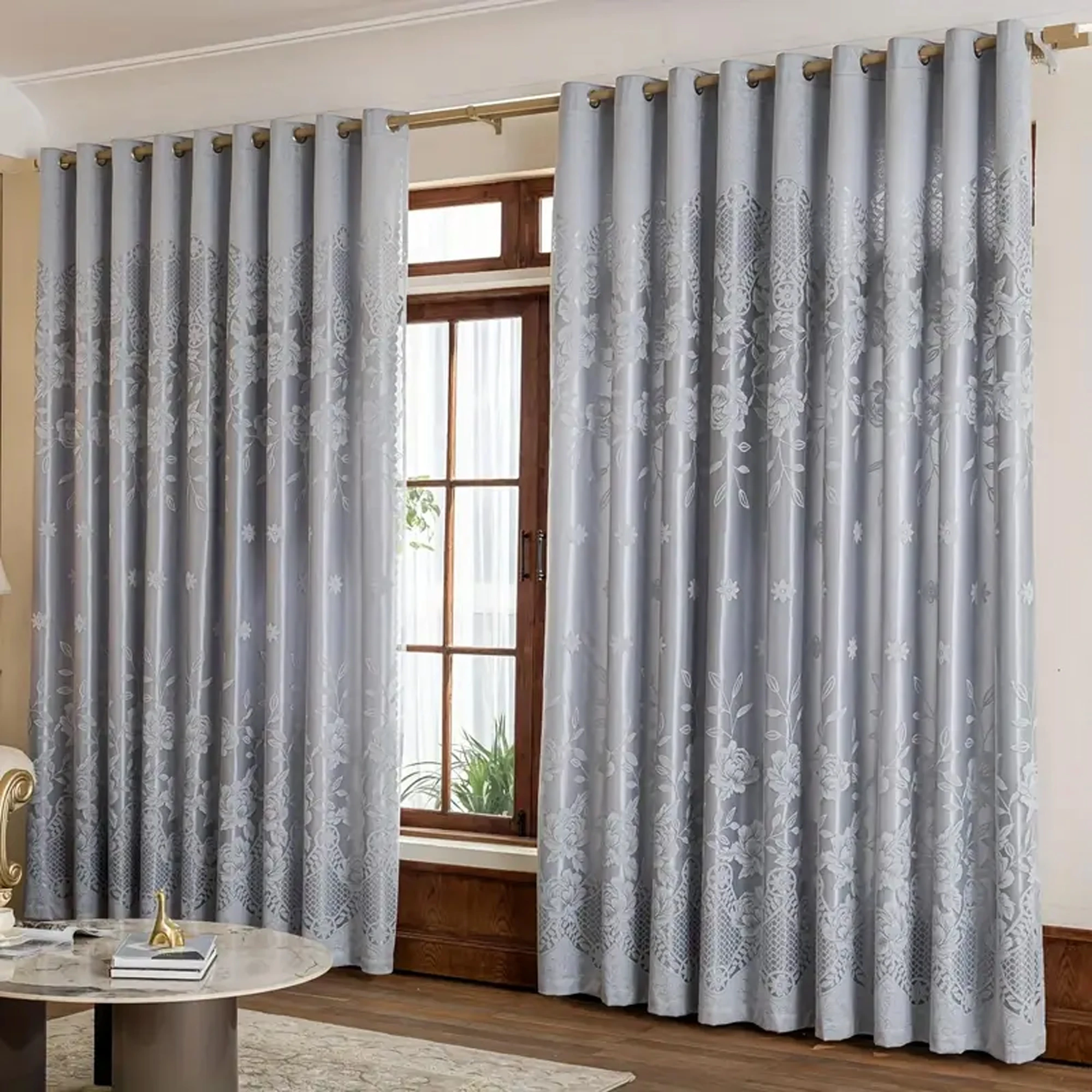 

1pc European Vintage Blackout Curtain, Dual Layer Insulated Fabric with Floral Embroidery, Bedroom/living Room Use