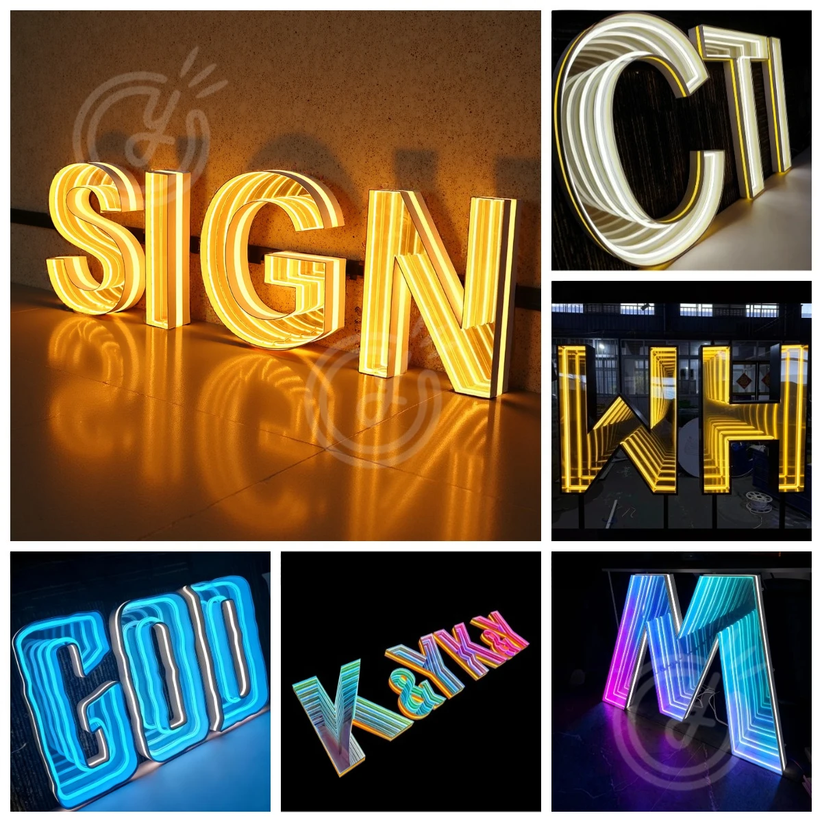 Custom 3D Infinity Mirror Light Sign Infinity Mirror Logo Sign Led Indoor Decoration Mirror Light Custom Business for Wall Decor view 2