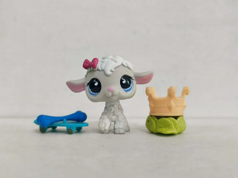 Littlest Pet Shop Figure LPS White sheep #879 W/4pcs Accessories for kid Toy