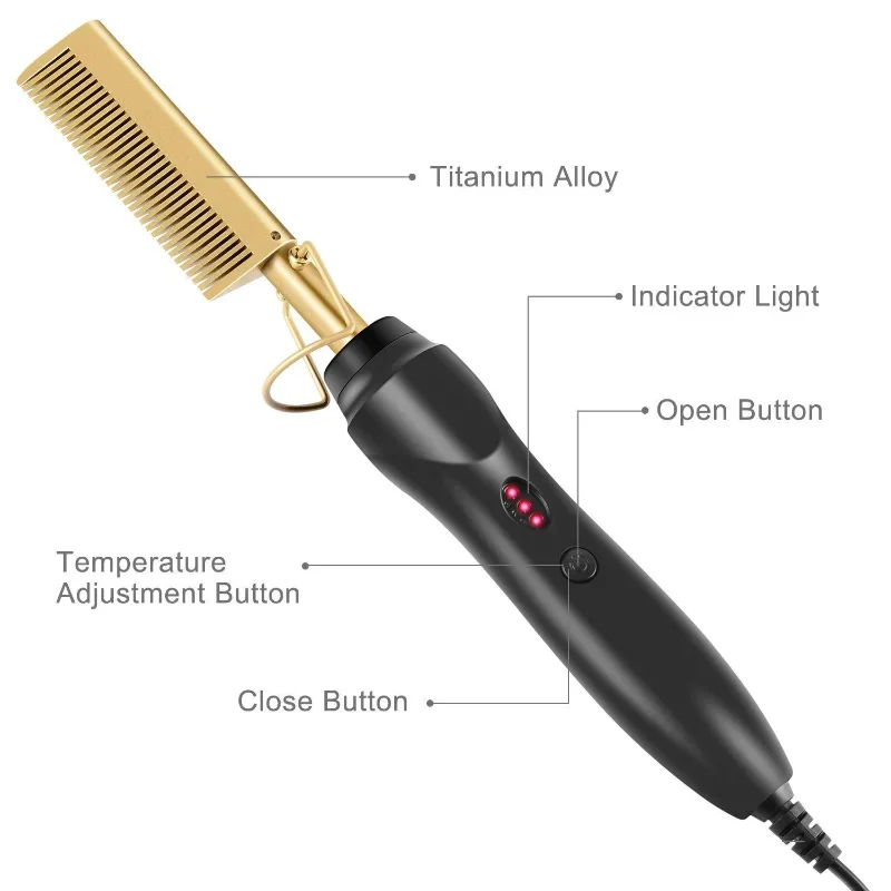 2 in 1 Hot Comb Hair Straightener Hair Curler Brush Heating Comb Hair Straight Styler Hair Curler Iron Hair Styling Appliances