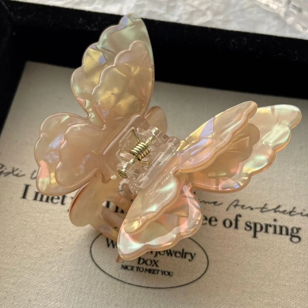 

Sweet Style Acetate Hair Clip Pearlescent Hair Accessories Claw Clip Small Size Colourful Shark Clip Women & Girls