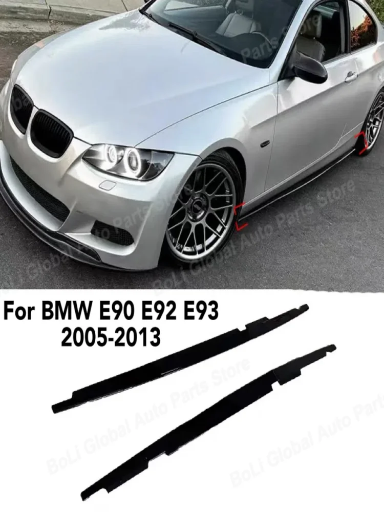 Hoge Kwaliteit ABS Auto Side Rok Voor BMW E90 E92 E93 M3 4-Deur 2005-2013 Splitters Diffuser Bumper Spoiler Body kit Glanzend Zwart - afbeelding 2