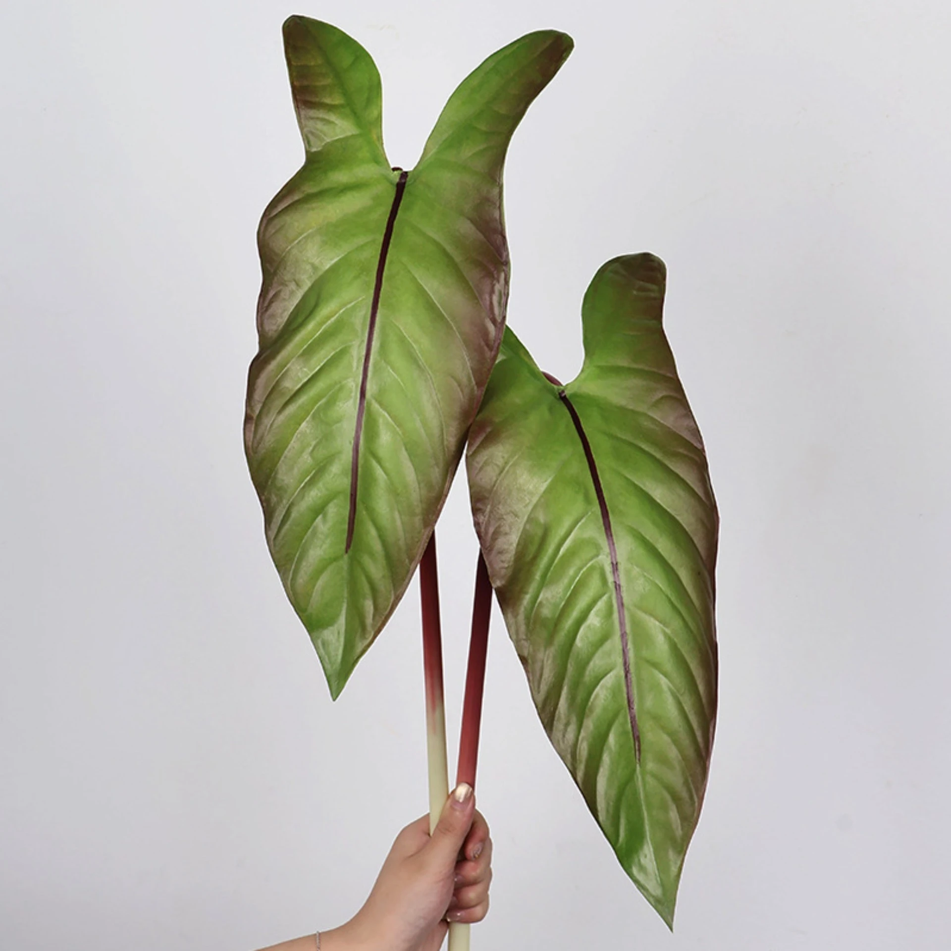 

2pcs 31 Inch Artificial Alocasia Leaf Faux Green Plant for Home Wedding Decor Floral Arrangement Garden Decoration