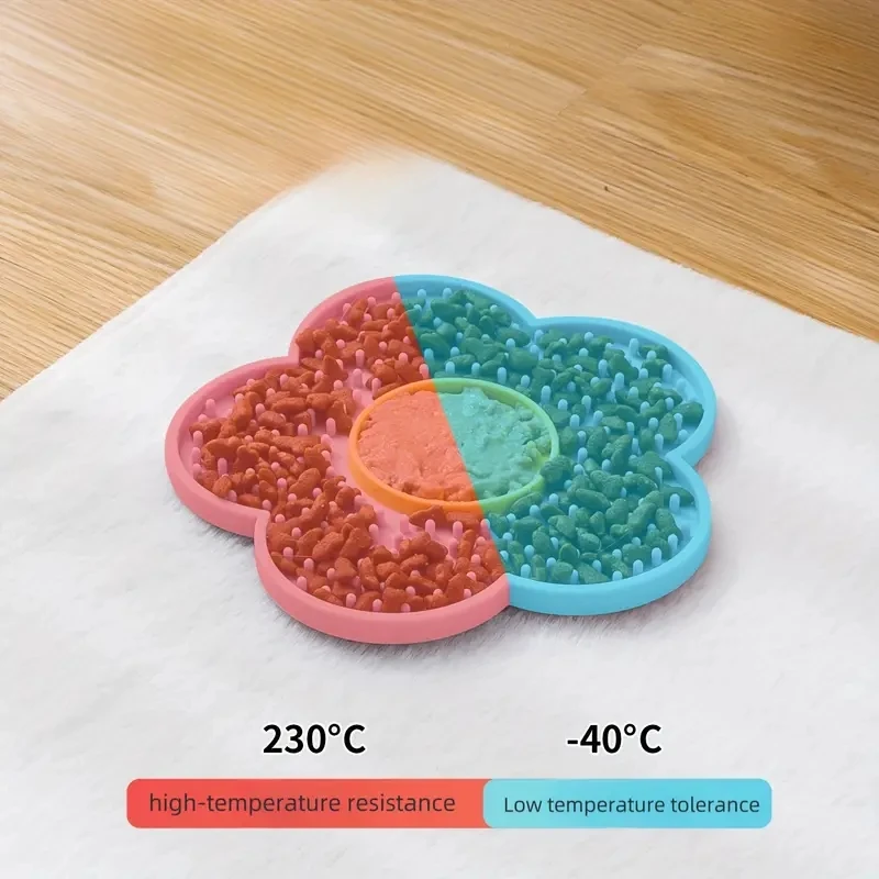 Pet Slow Feeder Mat Lick Pad With Suction Cup Sunflower Shaped Silicone Cat Placemat For Dog Anxiety Relief Supply