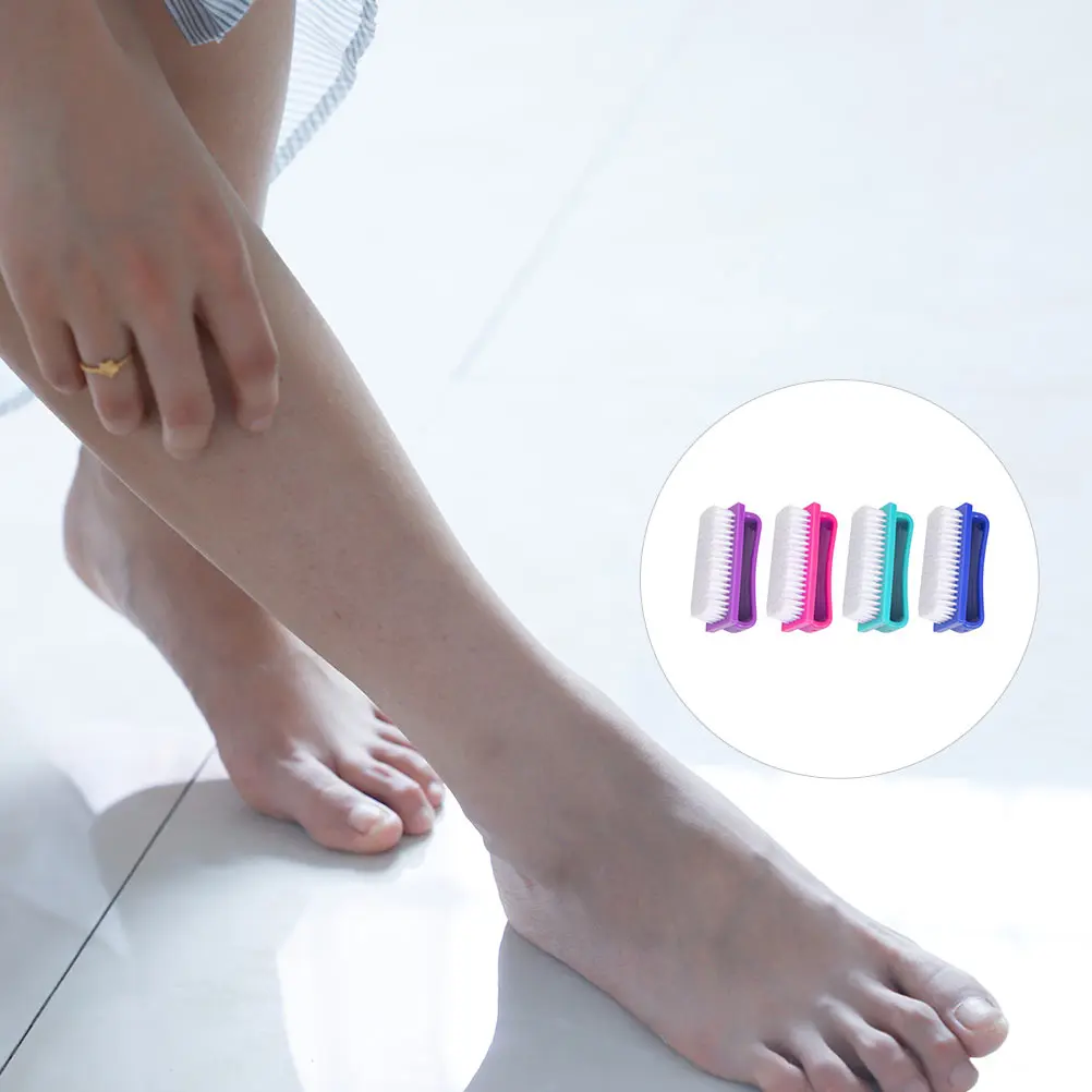 

4Pcs Nail Brush Durable Manicure Tool PP Material Fine Grained Hand Grip Cleaning Stains Dust Small Size Lightweight