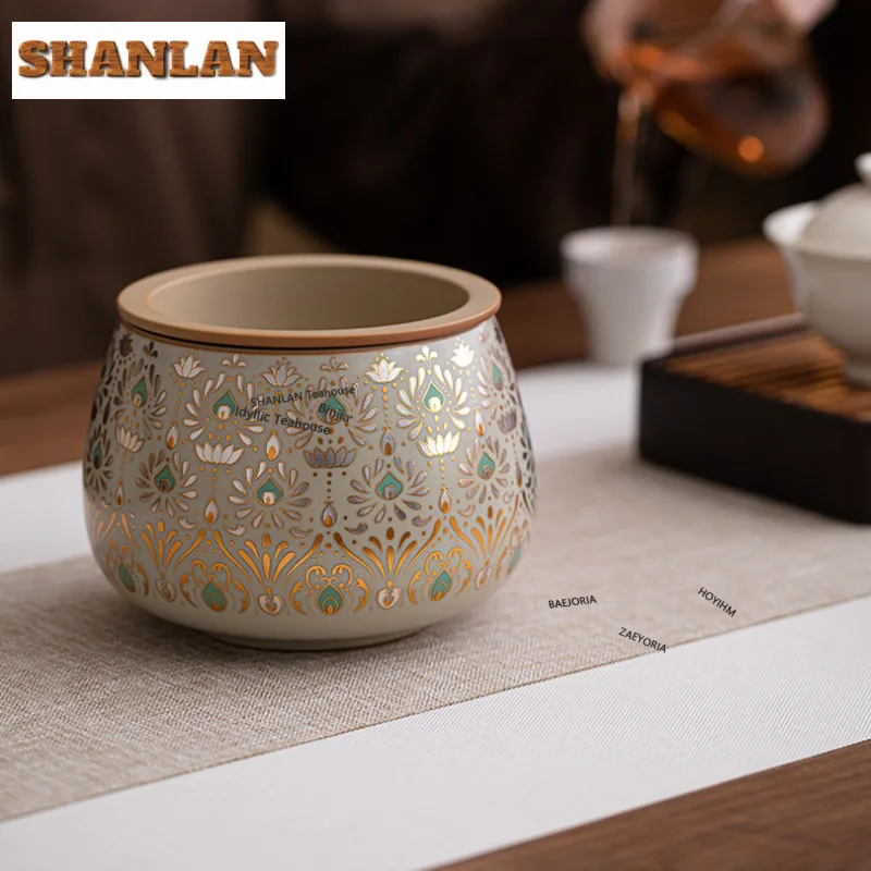 

Ru Kiln Dunhuang Egg Shape Jianshui Tea Wash Bowl Tea Residue Barrel Tea Residue Bucket Household Chaxi Accessories Craft Gift