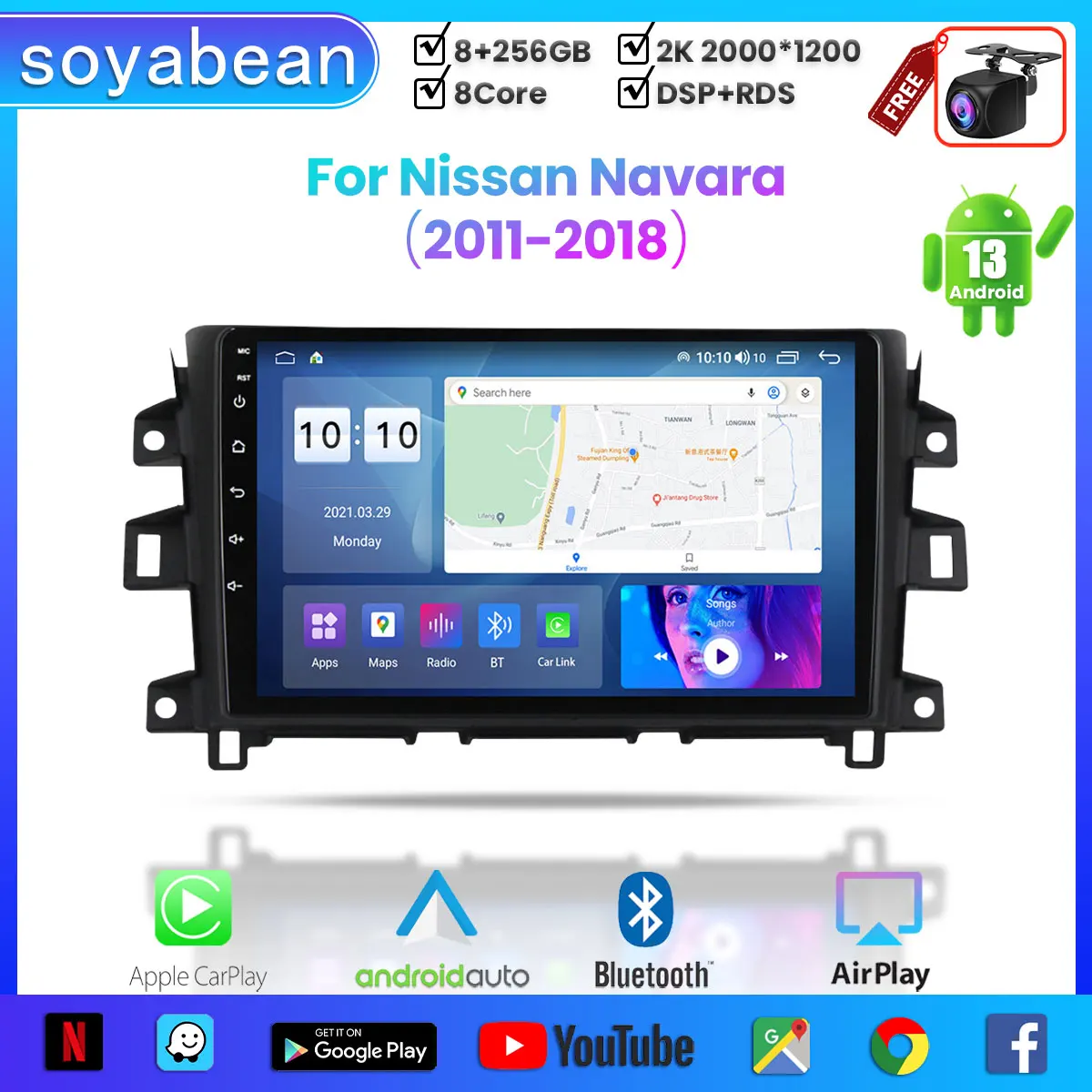 

Android 13 Car Radio for Nissan NAVARA Frontier NP300 2011-2018, 10inch 2K Multimedia Player with 4G Carplay DSP & 2Din GPS