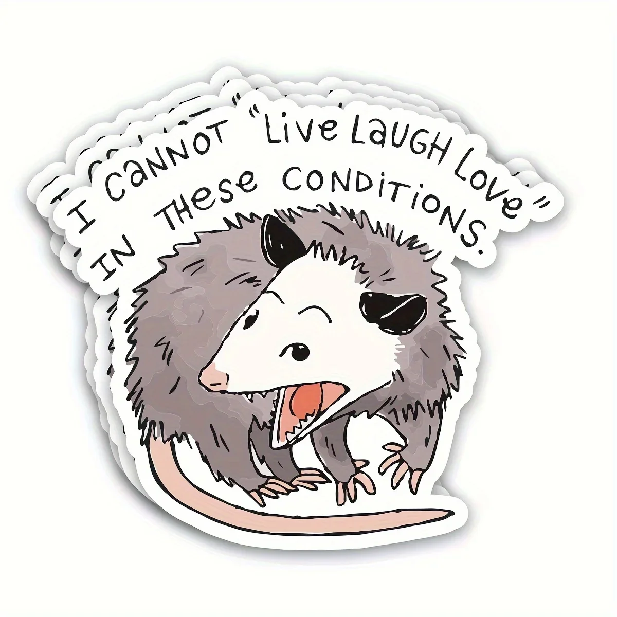 

Набор из 3 саркастических виниловых наклеек с кенгуру: «Я не могу жить, улыбаться и любить в таких условиях». Водонепроницаемые вырезанные наклейки для автомобиля и ноутбука.