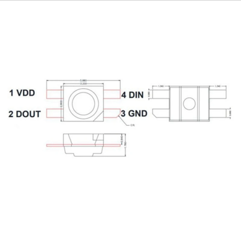 600PCS SK6812 MINI-E RGB (Similar WS2812B) SK6812 3228 SMD Pixels LED Chip Individually Addressable Full Color DC 5V