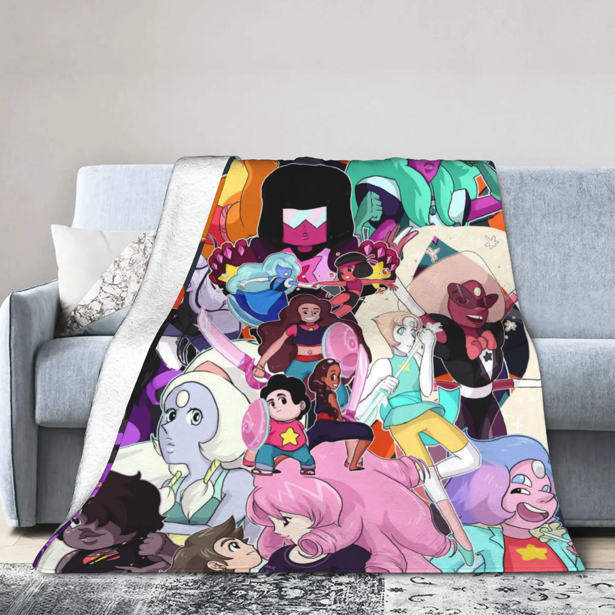 Custom Steven Universe Blanket Warm Fleece Soft Flannel Children Gift Cartoon Throw Blankets for Bedding Couch Office Spring