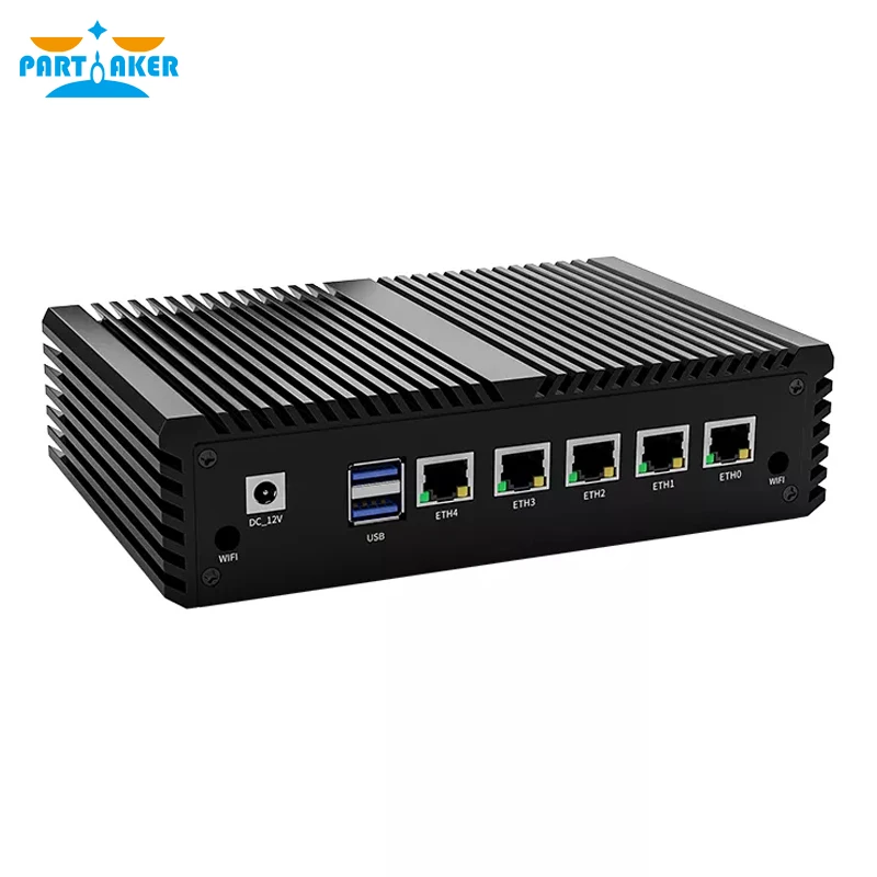 Partaker-Mini PC intel n5095 n5105,ファンレス,5 x i225 i226,lan HD-MI,vga 2 com,wifi 4g,pfSenseファイアウォールアプライアンス