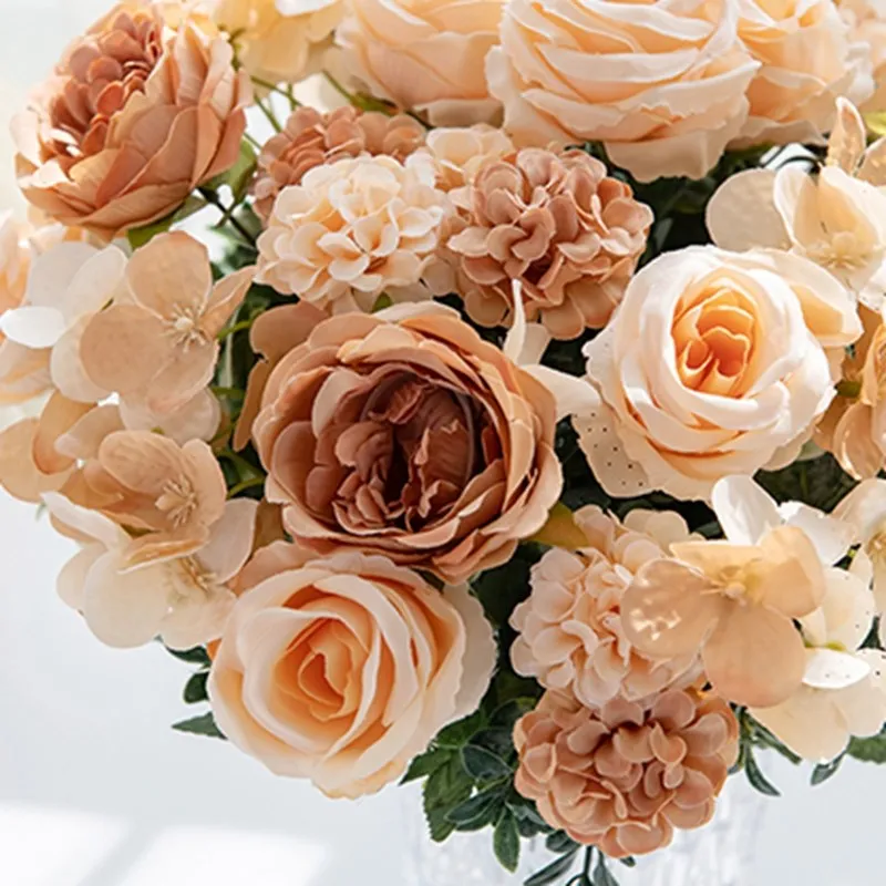10 Stück Künstliche Blumen aus Seide, Pfingstrosen, Rosen, Hortensien, für Hochzeit, Garten, Hof, Bogen, Heimdekoration, Vase, Festkranz, Blumenarrangement – Detail 5
