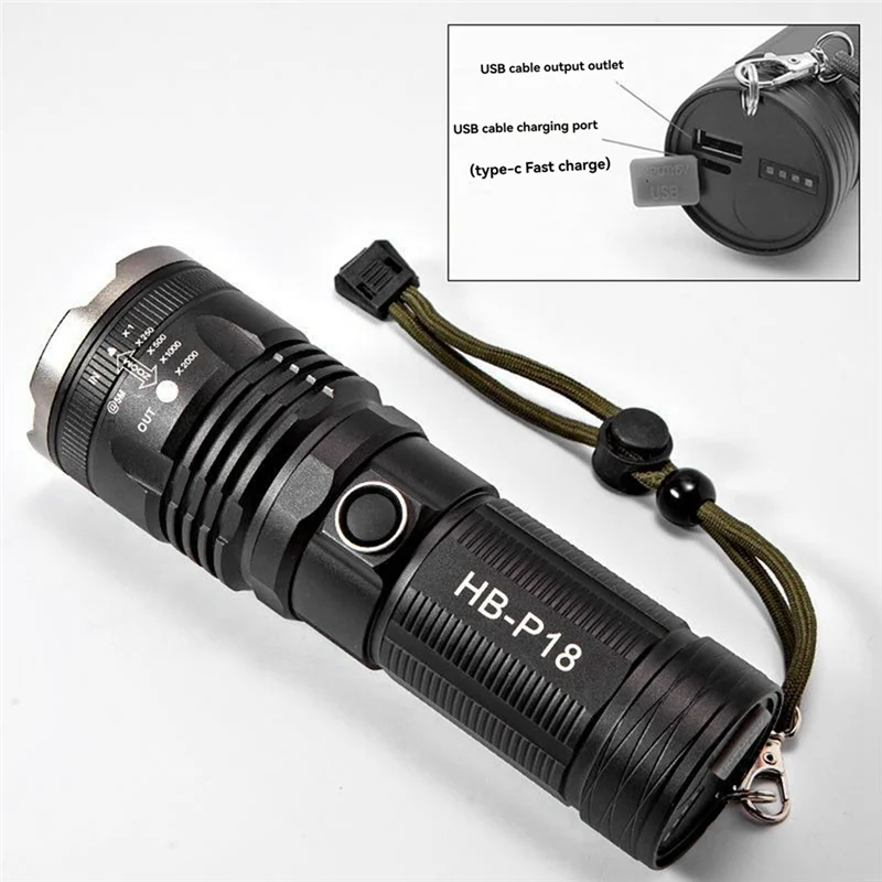 

AZ-Portable Strong Light LED Flashlight Emergency Waterproof Flashlight Zoom Long-Range Flashlight