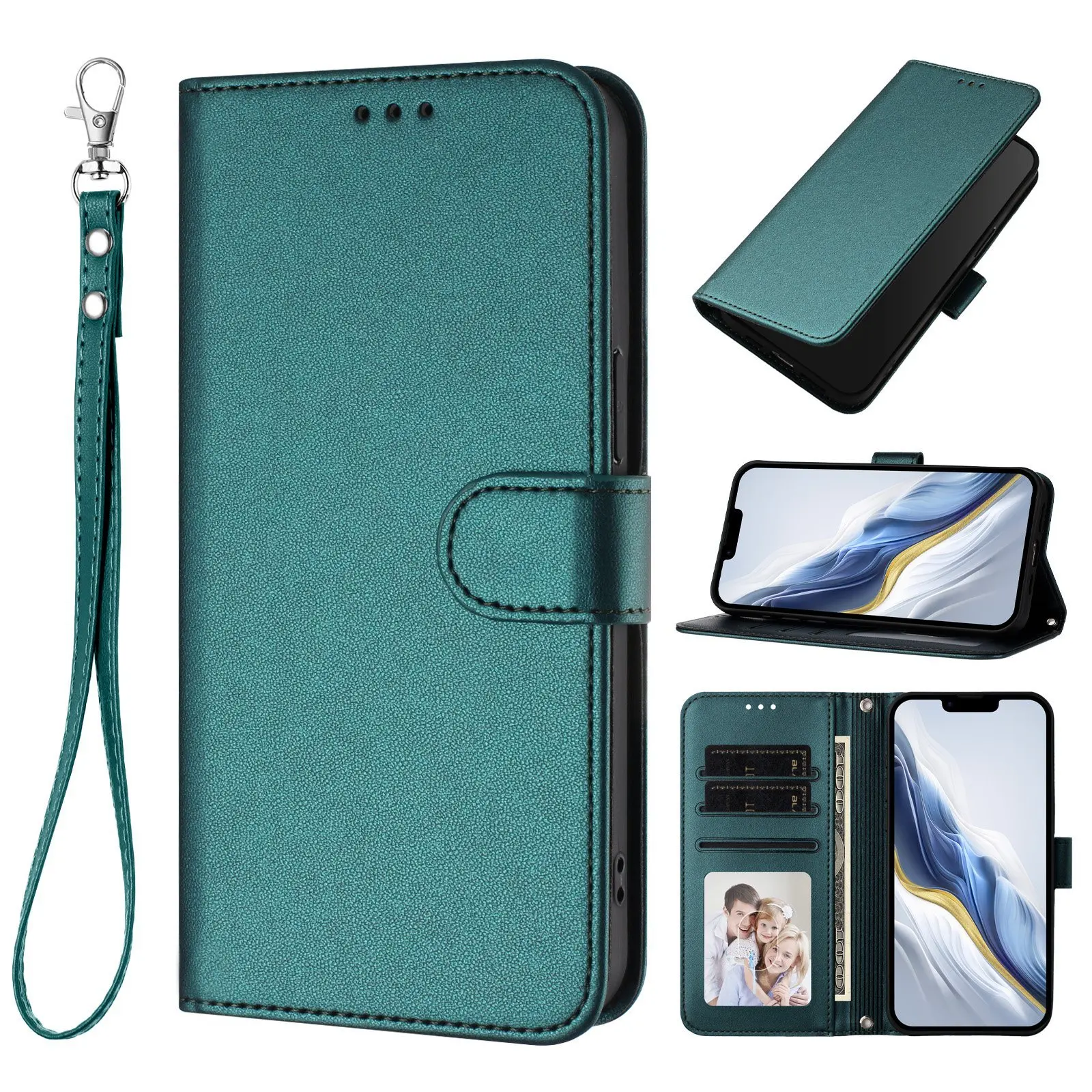 Custodia A Portafoglio In Pelle Classica Con Laccetto Da Polso E 3 Slot Per Carte Per Honor X9C Smart X8C X7C X6C X5C Plus