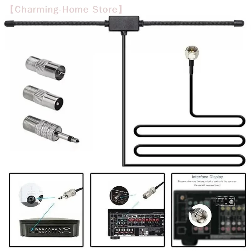 【M】1 Set FM F-Head Sheep Horn Antenna For Car FM TV Radio Station 75 Ohms F Female Head To TV3.5 Mono FM Radio Antenna