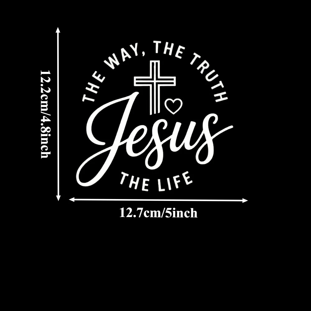 1Pc 2D Flat Jesus Cross Vinyl Sticker, Waterproof Decal For Car Motorcycle Window Laptop Decor, Holiday Gift