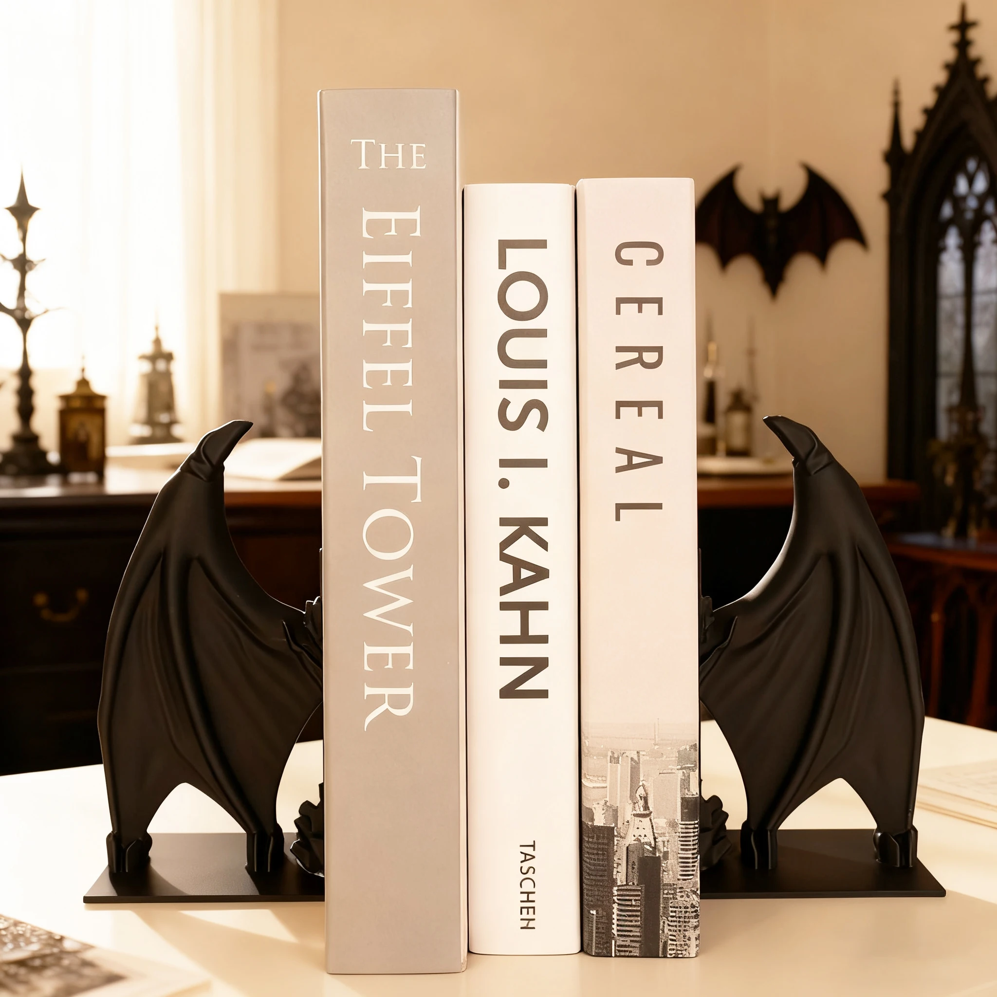 Cross-Border Dark Style Bat Wing-Shaped Bookends, Gothic-Style Home Decoration, Suitable for Book Storage Scenarios