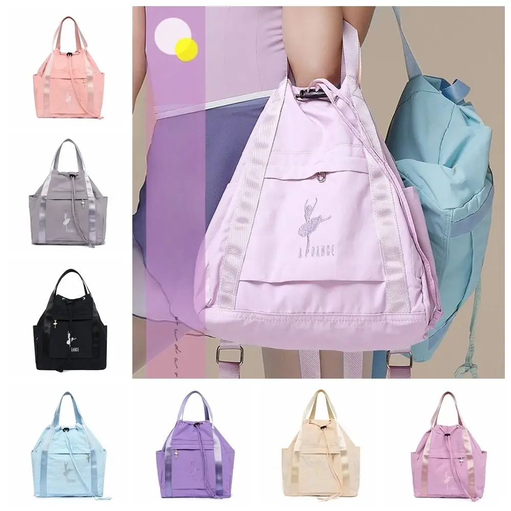 Casual Waterproof Ballet Dance Bag Large Capacity Zipper Nylon Shoulder Bag Oxford Cloth Lightweight Drawstring Backpack Hiking