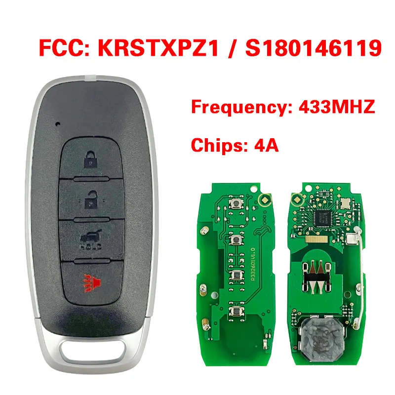 

DIYKEY S180146119 KR5TXPZ1 433MHz 4A Car Remote Control Key for Nissan Versa 2023 2024 Auto 4BT Smart Keyless Fob 285E3-6LY1A