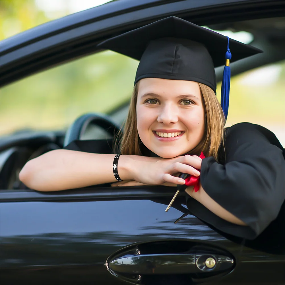 10 pezzi Braccialetti per feste di laurea Braccialetti in silicone Classe del 2025 Elastici per ricordi di eventi Elastici per bomboniere Materiale scolastico