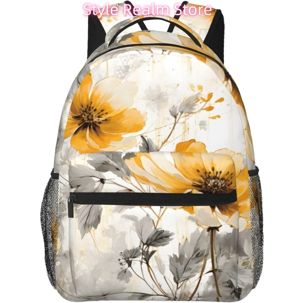 

Pretty Retro Flower Print Lightweight Laptop Backpack Lightweight Multipurpose Travel Casual Daypack Unisex College Backapcks fo