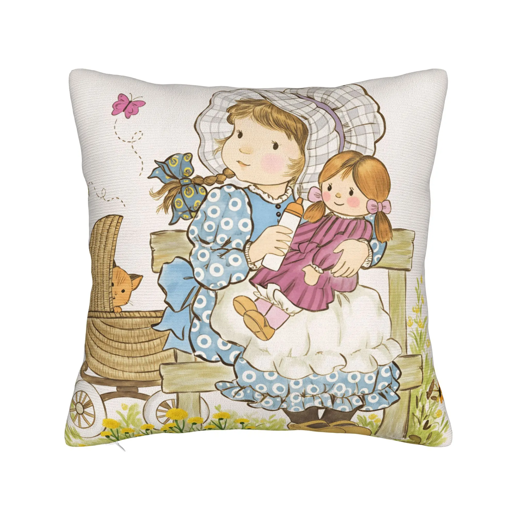 Art Sarah Kay Swing Girl Pillow Case  Design Pillow Cover Vintage Cushion Cover For Sofa Bedroom Home Decor