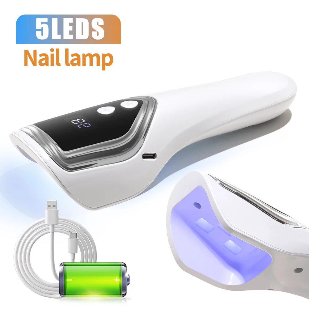 Handheld UV LED Nail Lamp USB Rechargeable Mini Manicure Lamp Nail Dryer With 5 Lamp Beads Quick Drying Gel Nail Polish