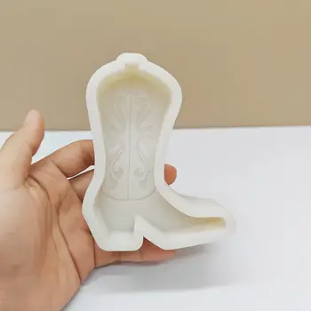 DIY 2D kovbojská bota ve tvaru svíčky silikonová forma vyřezávaný vzor boty pryskyřičná sádrová forma vánoční dekorace dárek 12 nejlepší prodej forma na svíčky do bot - №4
