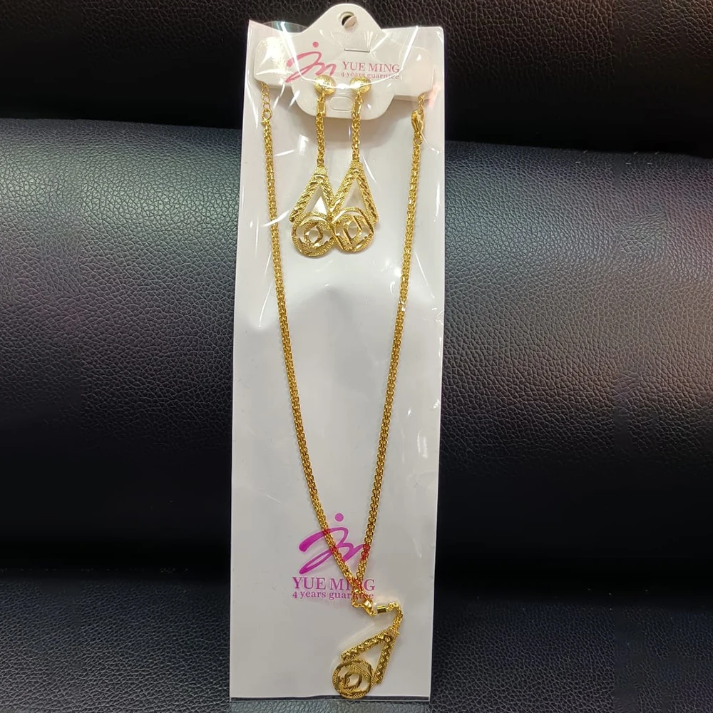 YM Äthiopien Gold Farbe Schmuck Set Trend Damen elegante Tropfen Ohrringe und Halskette 18 Karat vergoldet Schmuck Accessoires Party Geschenke 9