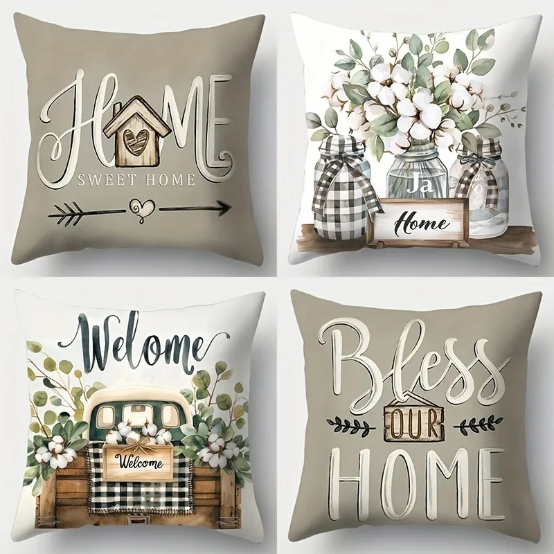 

Home decoration pillowcase bottle floral pattern printing pillowcase living room sofa cushion cover bedroom room decoration Shor