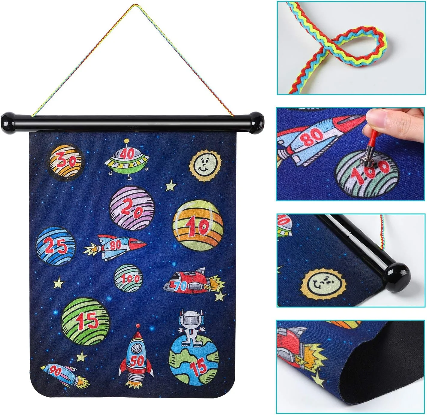 17 Pcs Magnetic Dart Boart Space Theme Double Sided Hanging Dart Board Game  for Indoor Outdoor Game