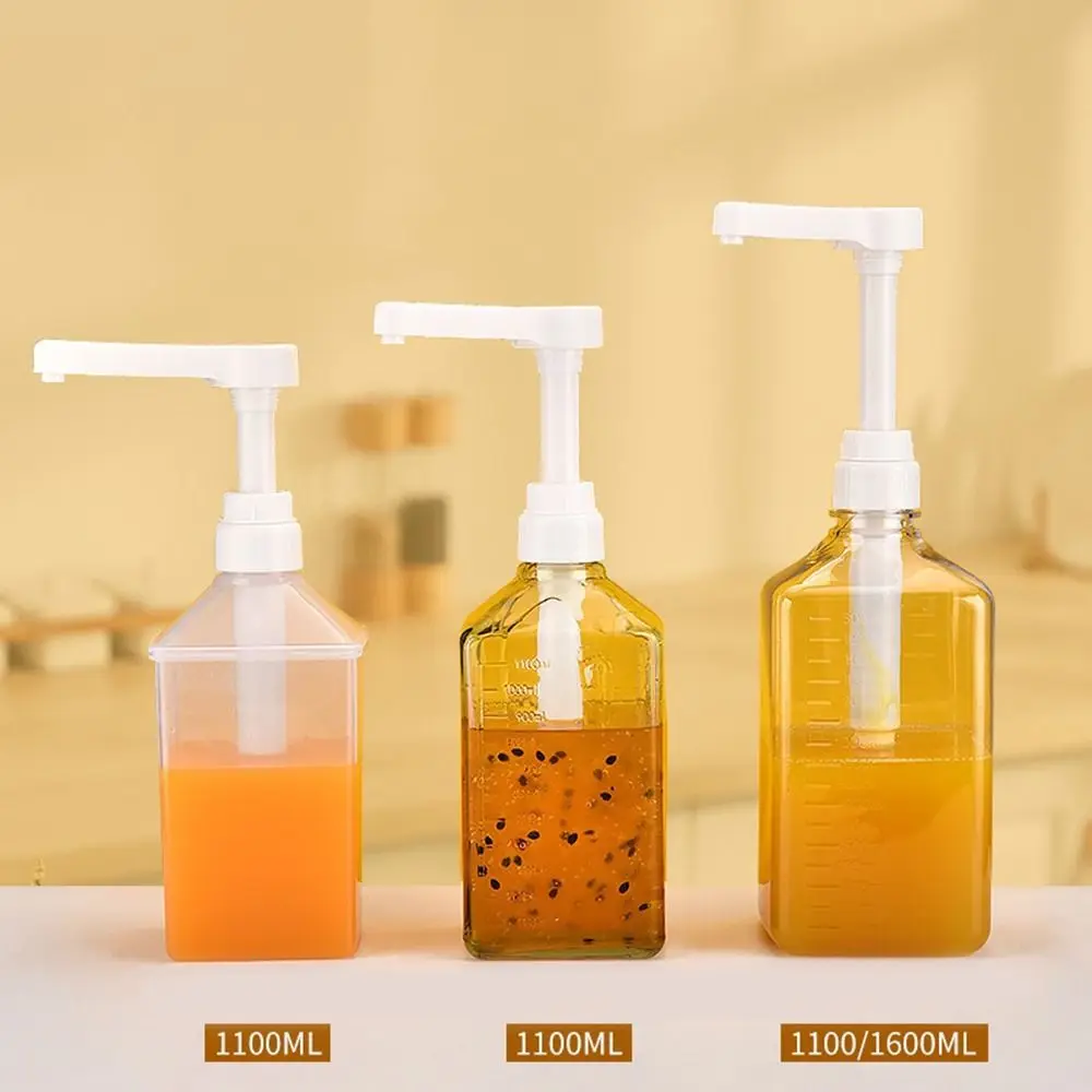 1600 ml Kaffeesirup-Spender, multifunktionale Honigsauce-Ketchup-Flasche mit 5/8/10 CC Pumpenwaage, Sirup-Tropfspender