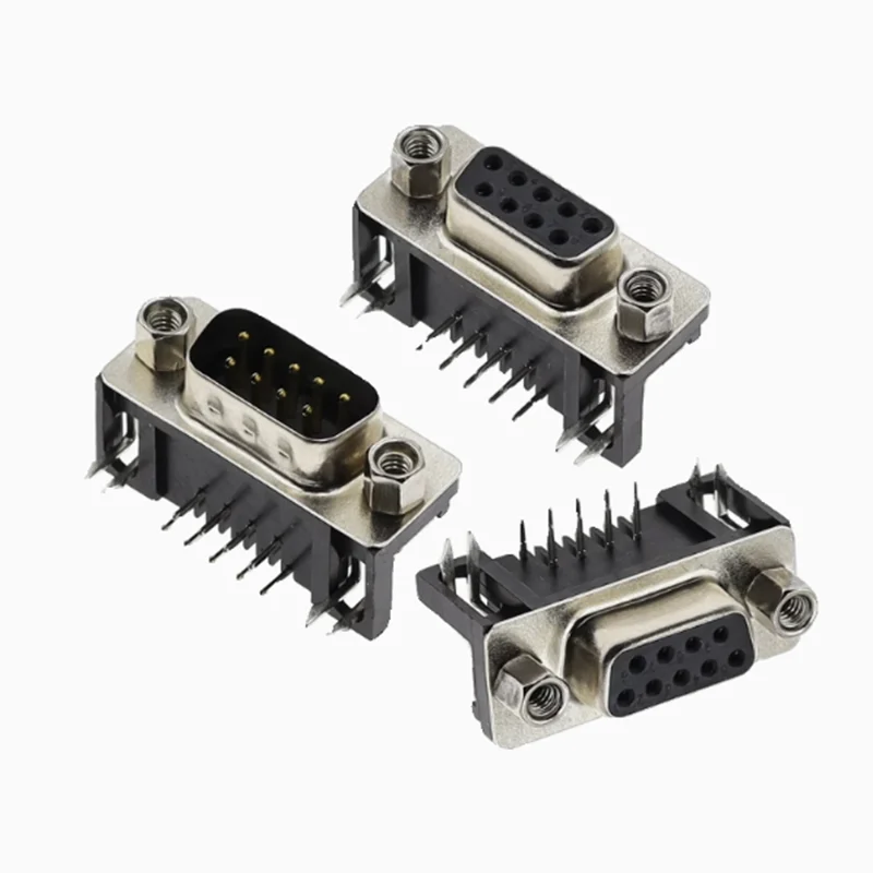 DB9 macho hembra pie doblado placa soldada de 90 grados DR9 pin RS232 puerto serie de conversión VGA DR-9S