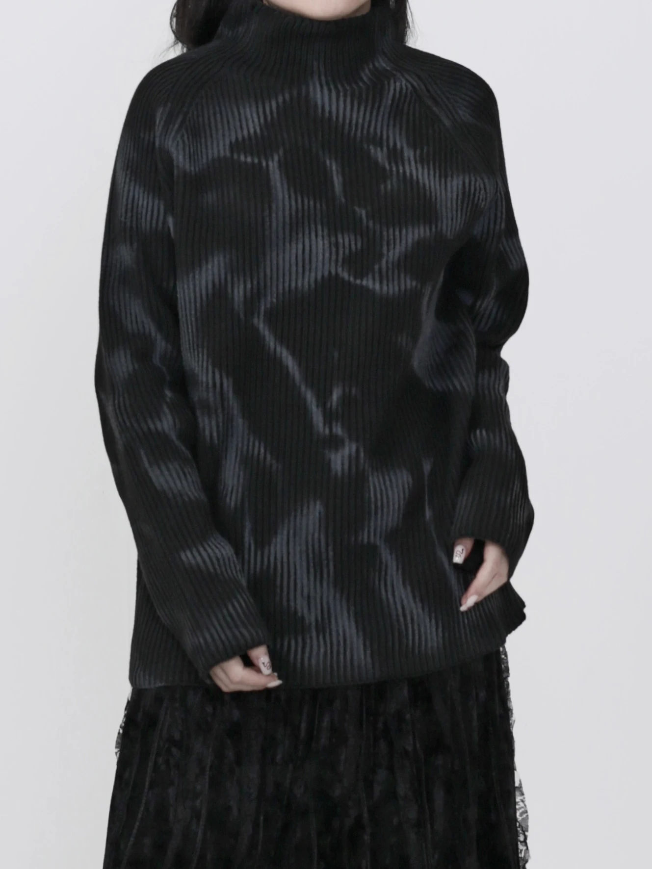 

Женский вязаный свитер с высоким воротником, облегающий, с эффектом тай-дай и цветовыми блоками, осенне-зимний, модный дизайн, сенсация сезона