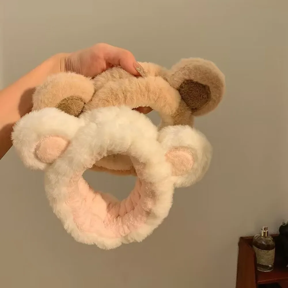 Copricapo durevole Fascia per il lavaggio del viso in peluche Orecchie da orsetto Accessori per capelli per feste in peluche Copricapo per lavaggio del viso