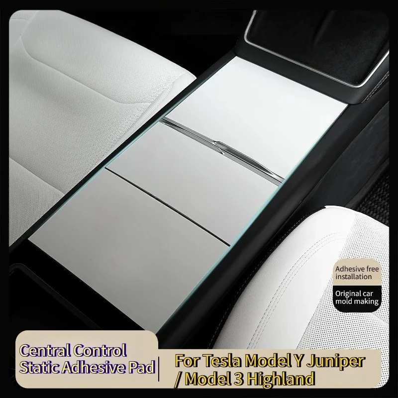 For Tesla Model 3 Y Juniper 2026 Central Control Panel Adhesive Free Sticker Upgrade Electrostatic Adsorption Console Protector