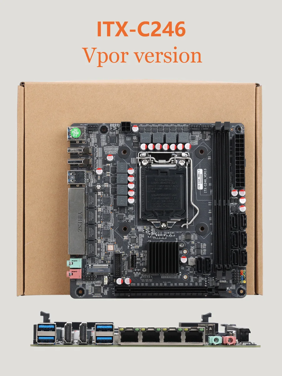 C246 Mini-ITX Motherboard 8-Bay NAS Motherboard I219 Vpro Gigabit M.2 NVMe 8 SATA 3.0 Unterstützt RAID I3/i5/i7 6./8./9. Generation E-2100/2200